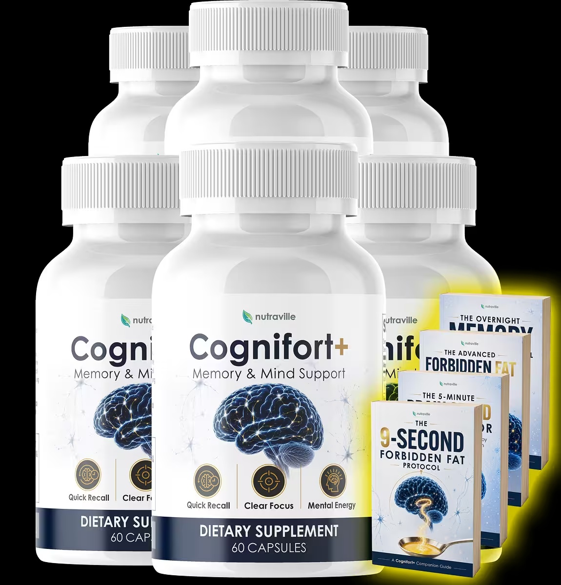 Cognifort supplement bottles and guides